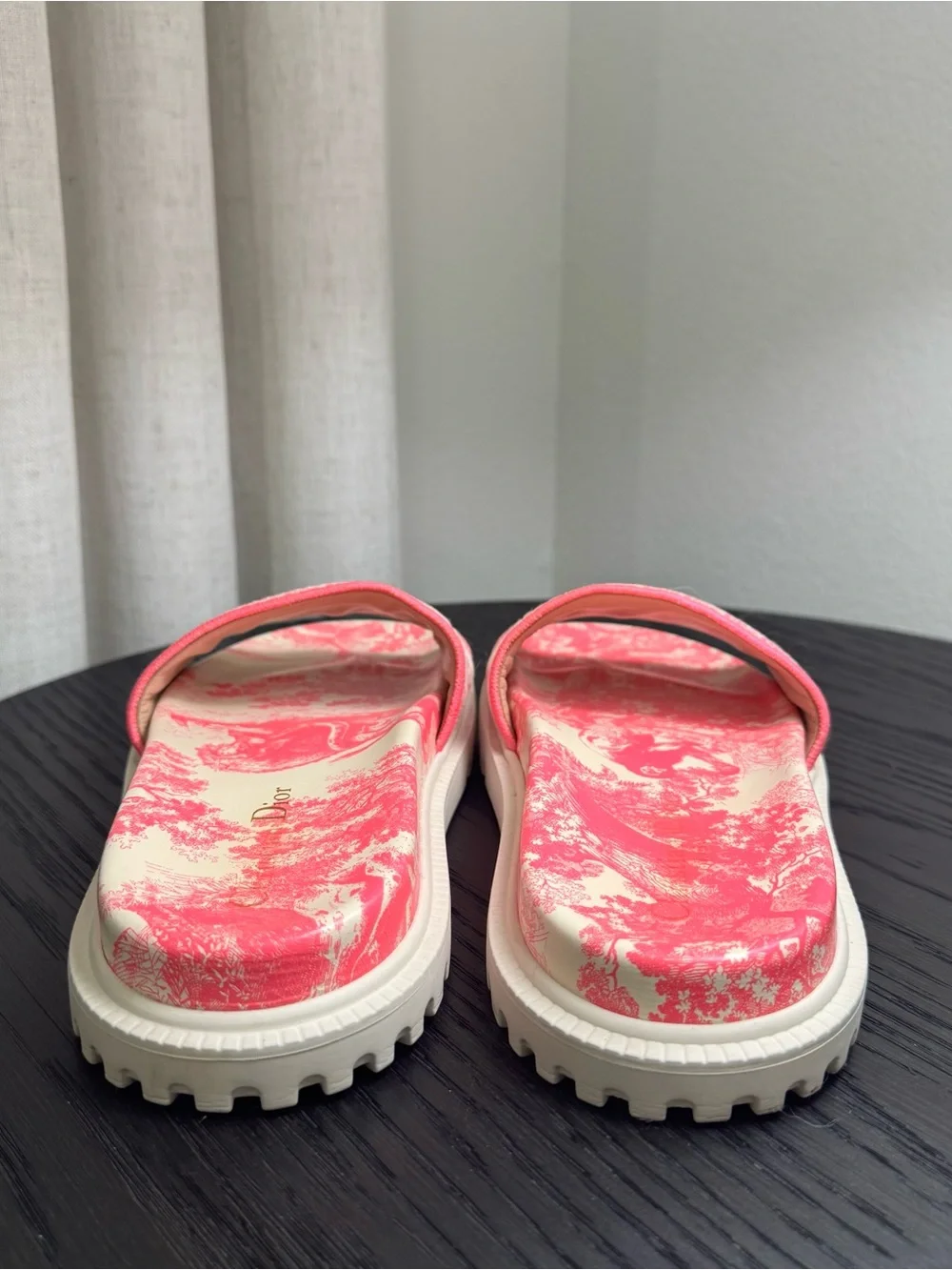 Christian Dior Dway Slide Sandals Logo Toile de Jouy Pink 38